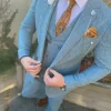 Aqua blauw pak heren