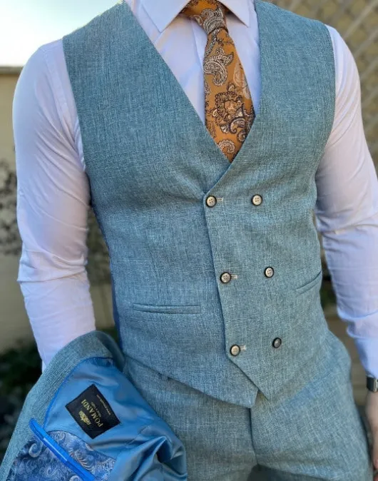 Aqua blauw pak heren