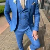 Aqua blauw Puur Linnen Kostuum Heren