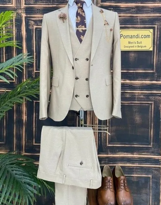 Beige pak heren