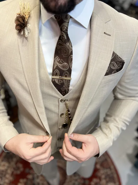 Beige pak heren