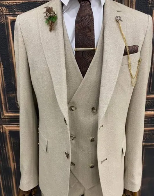 Beige trouwpak