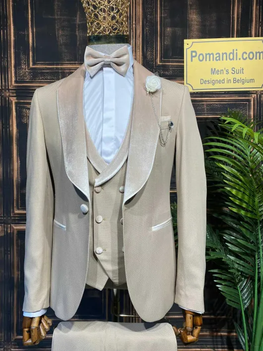 Beige velours Tuxedo