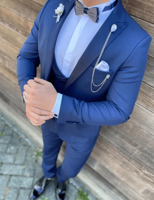 Blauw Tuxedo / Blauw Trouwpak