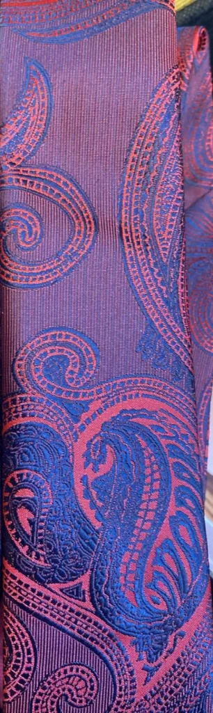 Bordeaux blauwe stropdas met pochet in oosters patroon