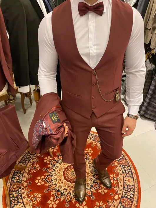 Bordeaux rood trouwpak