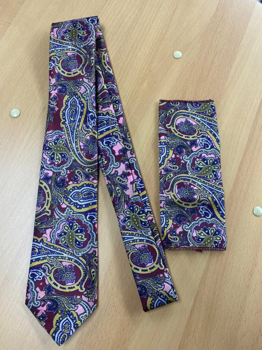 Bordeaux roze stropdas met patroon