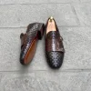 Bruine geweven schoenen - loafers / handgemaakt kalfsleer