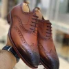 Camel bruin Veterschoenen handmade- kalfsleer