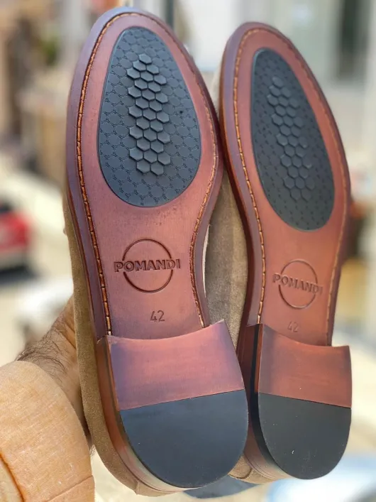 Camel bruin Veterschoenen handmade- kalfsleer