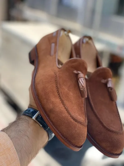 Cognac bruin suede Loafers