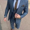 Elegant Blauw Geruit Pak