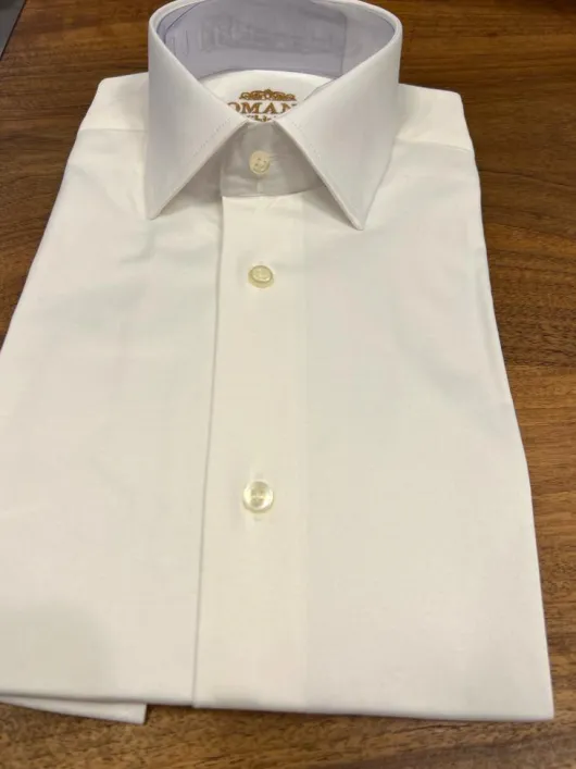 Off-white slimfit overhemd / gebroken wit hemd stretch