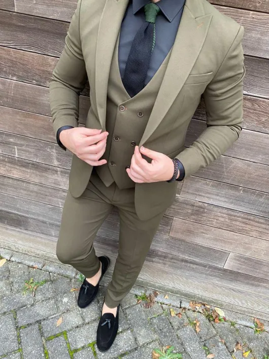 Olijfgroen Trouwpak