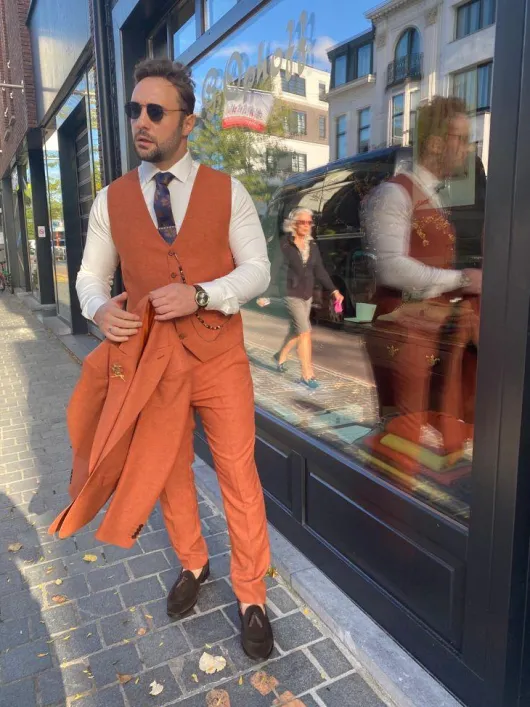 Oranje koper Pak | Oranje Kostuum Heren