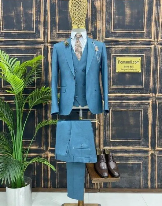 Pak heren blauw - groen