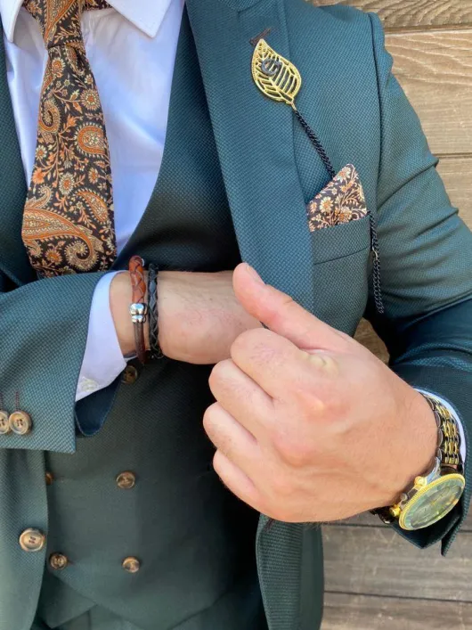 Pine Green dennen groen Trouwpak met gestru ctureerde stof (
