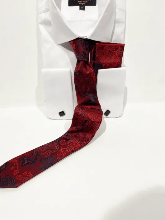 ST29 Bordeaux rood stropdas met elegante motief