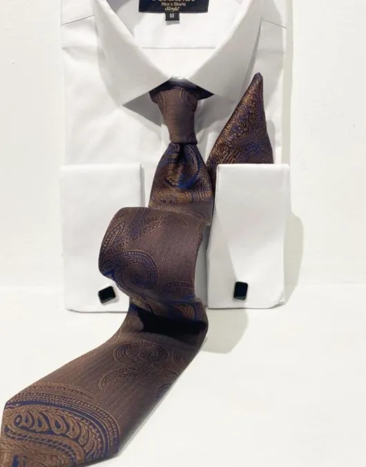 ST23 Bruin-blauw Stropdas/vlinderdas