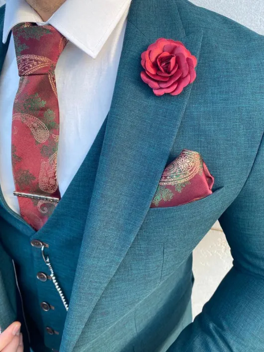 Turquoise Groen-Blauw trouwpak