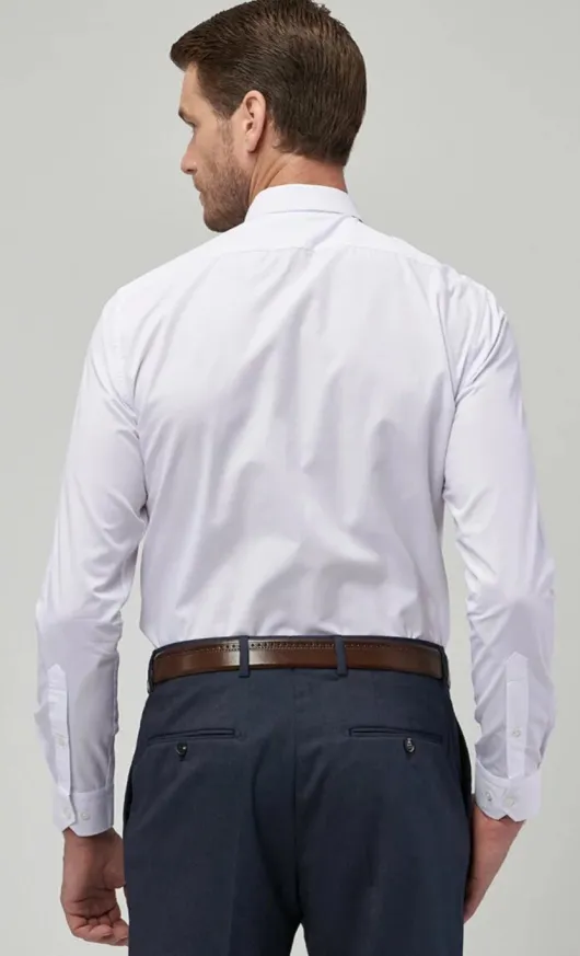 Wit overhemd slimfit katoen met blinde zoom knopen