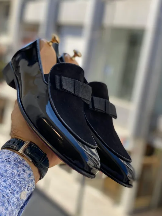 Zwart gelakte - suède mix suite mocassins / Loafers