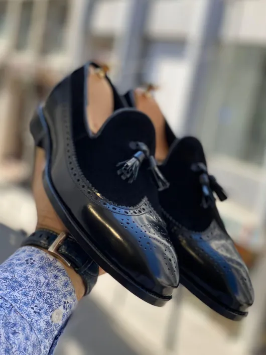 Zwart patroon mocassins/ Loafers