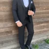 Zwarte tuxedo / smoking met satijnen kraag