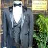 Zwarte Tuxedo Satijnen Kraag
